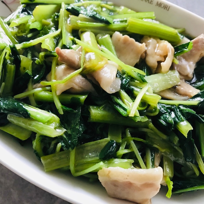 超簡単!豚肉と小松菜と豆苗のとろっとろ中華炒め